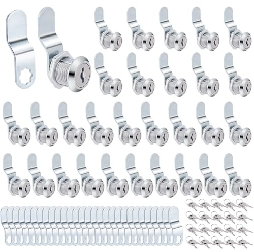 WEBEEDY 30 Sets Schrankschlösser mit Schlüssel 16mm Nockenschlösser gleichschließend Ersatzschloss für Schublade Mailbox RV Aufbewahrungsbox Werkzeugkasten Schranktür Heimdekoration