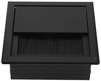 OVAQUIXI 2 Stück Schreibtisch Kabeldurchführungen, Aluminum Allo, Rechteckige Lochabdeckung mit Bürsten, Drahtkabel Organizer, für Tisch/Schrank (80 × 80 Mm / 3,15 × 3,15 Zoll) (schwarz gebürstet)