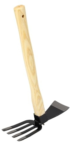 Zappa da giardinaggio Rastrello Utensile in acciaio con manico in legno Scavatrice Piantagione per diserbo Raccolta Scavo