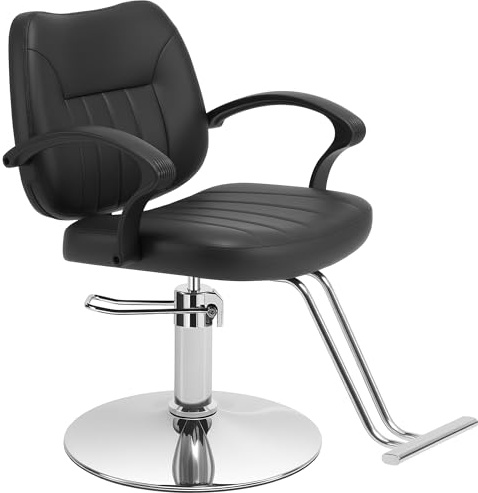 Amofree Barber Salon Chair with Hydraulic Pump, 6.1'' Adjustable Height Barber Styling Chairs, 360° Swivel Hydraulic Haircut Chairs, Thick Seat, Braiding Salon Chair for Hair Stylist Barbershop & Home