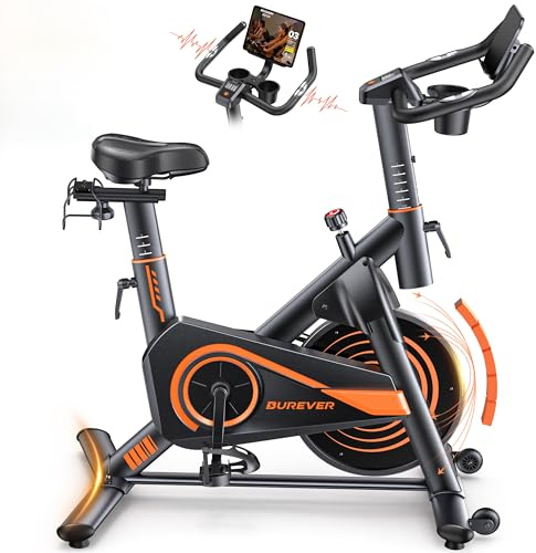 2026 Burever Bicicleta Estática para Casa con APP, Bicicleta estatica Silenciosa con Resistencia Magnética 0-100%, Pantalla LCD, Soporte para Mancuernas y Portavasos, Volante 15 KG, MAX 160KG
