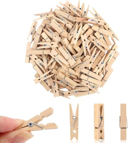 100pcs Mini Wooden Pegs - 3.5cm Mini Pegs for Decorative Photo Wall - Wooden Natural small Peg for Holding Photo Paper, Clothes and DIY Projects