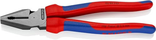 KNIPEX 02 02 225 High Leverage Combination Pliers black atramentized with multi-component grips 225 mm, multicoloured