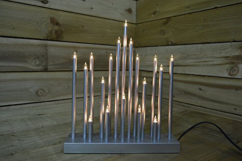 Premier 33cm Christmas Candle Bridge Staggered Candle Bulbs 20 Bulbs - Silver