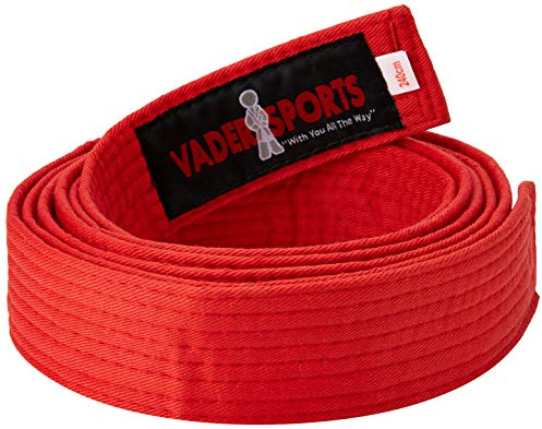 VADER SPORTS EST.2001 WITH YOU ALL THE WAY Cinturones De Karate Diferentes Niveles, Judo, Karate, BJJ, Cinturones De Taekwondo - Rojo, 280cm Adults