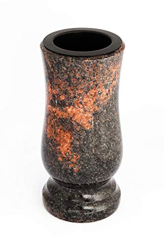 Afterglow Snygg gravvas gjord av äkta granit Aurora Finnland Höjd 20 cm / Ø 10 cm Gravdekoration väderbeständig frostsäker granitvas med plastinsats kyrkogårdsvas