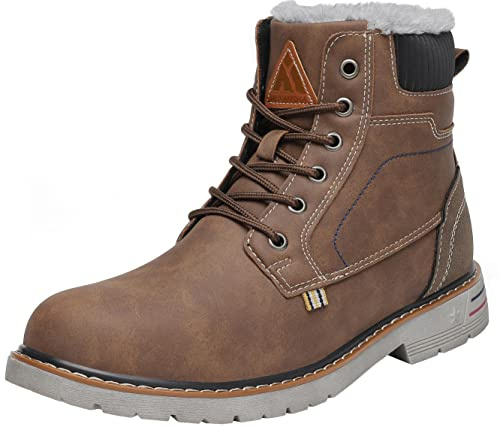 Mishansha unisex vattentäta vinterskor varm fodrade vinter boots snökängor utomhus halkfri lätt, - BRUN - 47 EU