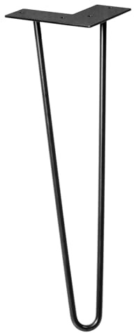 WAGNER Möbelbein/Tischbein/Möbelfuß - Hairpin Leg - Retro Style - Stahl pulverbeschichtet schwarz, 12 x 12 x 40 cm, Bein konisch/schräg verlaufend, integrierte Anschraubplatte - 12824001