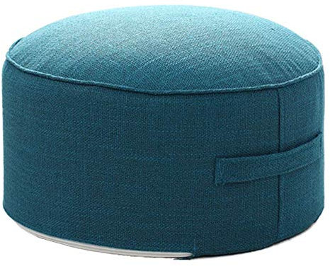 XBSLJ Hocker Sitzhocker Runder Hocker Fußhocker Sofa Couch Hocker Ottomane, Fuß Beinstütze Tritthocker Mit Griff & Abnehmbarer Bezug Für Home-Blau 40x20x20cm (16x8x8)