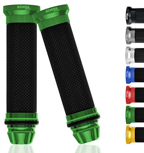 Universal Motorcycle Handlebar Grips 22 mm - 24 mm Non-Slip Motorcycle Grips for Scooters Mopeds Rubber Grips Made of CNC Aluminium - Premium Design