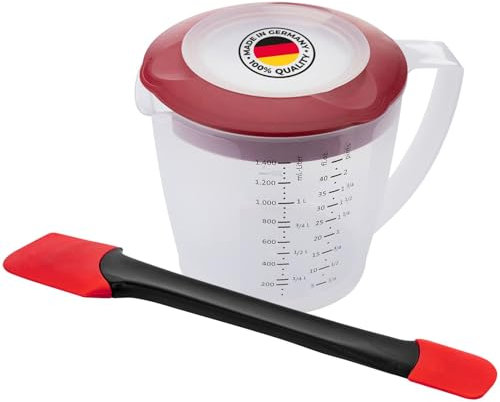 Westmark Set Pâtisserie à 2 Pièces, Gobelet Mélangeur avec Couvercle, Helena, 1,4 L et Racloir à Pâte Duo, plastique/silicone, Helena, Duo, Transparent/Rouge/Noir, 310522E6