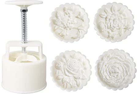 A FEI DIY 3D Mooncake Mold Set 150g Or 200g Rose Shaped Patterns Moon Cake Mold Press Safe Cookie Mold for Mid-Autumn Festival