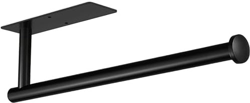 Gewtur Kitchen Roll Holder, Stainless Steel Paper Towel Holder Wall Mounted Under Cabinet Self Adhesive for Bathroom RV, Black