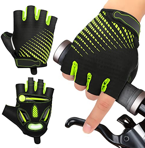 JTENG MTB Handschuhe,Halbfinger Sommer Fahrradhandschuhe für Männer und Frauen,Stoßfestes GELAtmungsaktivBequemRutschfest Geeignet für Motorräder Fahrräder MTB Fitnessstudio | Radhandschuhe für Herren Damen, 5 mm Stoßfestes GEL, Atmungsaktiv Bequem Rutschfest Geeignet für Motorräder