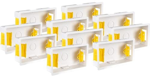 Appleby 10x Pack Single 2-Gang 35mm Dry-Lining Back Box Electrical Wall Knockout Recessed Flush Mount Deep Pattress Partition Walls Switches Sockets Fused Spur Euro Module Faceplates - Yellow