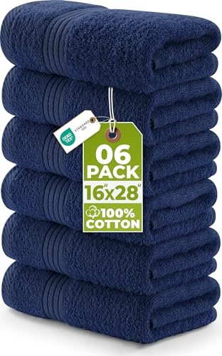 Utopia Towels: Toallas de Algodón Grande para el Baño, Las Manos, La Cara, El Gimnasio y el SPA. 41 cm x 71 cm. Paquete de 6 (Azul Marino)