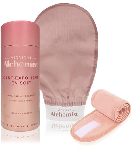 ALCHEMIST - Gant Exfoliant en Soie corps - Fabriqué en TURQUIE - Fait Main 100% naturel - Gommage sans produit chimique - Élimine peaux mortes, poils incarnés - Active la circulation sanguine