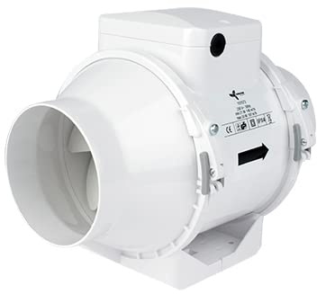 GrowPRO Rohrventilator 125 mm 2-Speed Inline-Abluftventilator 220/280 m³/h, 230 V Plug&Play EU-Stecker für Badezimmer, Büro, Growbox