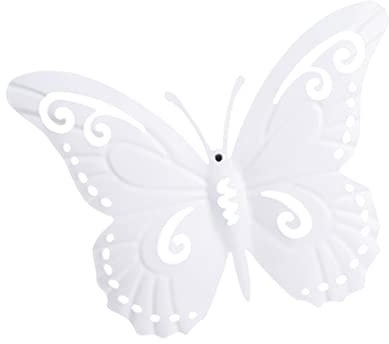 Colcolo 3D Butterfly Wall Decor Hanging Butterflies Exquisite Ornaments decoration Statue Metal for Home Kitchen Patio Fence Outdoor Indoor, White