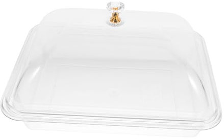 VINTORKY Acrylic Serving Tray with Lid 10.6 Inch Clear Multi-Function Household Buffet Platter for Desserts Fruits Bbq Dinner Accessories