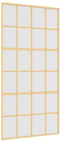 vidaXL Porte Coulissante, Porte Suspendue avec Butoir, Porte avec Panneaux Grange Cuisine Maison Intérieur, Doré Verre Dépoli et Aluminium