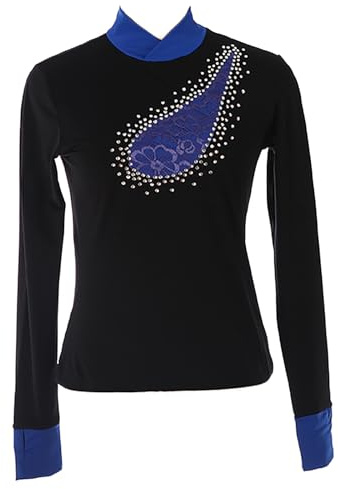 Youthful flying Eiskunstlauf Jacke Mädchen und Frauen Crystal Ice Skating Tops mit Strasssteinen(Size:XL,Color:Königsblau)