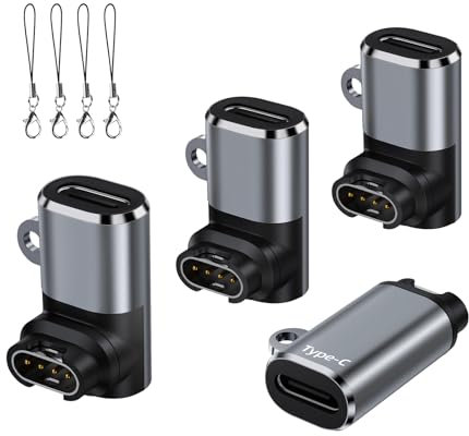USB-C zu Garmin Watch Ladeadapter 4-Pack,USB C Ladekabel Uhr Adapter für Garmin Fenix 8/7/7X,Vivoactive 6 5 4S,Forerunner 970/570/165/965/955/945/265/255/55,Venu 3/3S/2S/SQ,Epix Pro 2,Instinct,Tactix