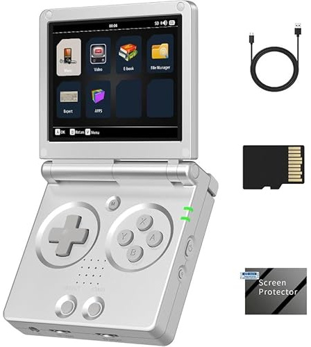 RG35XX SP - Consola de juegos, sistema Linux, pantalla IPS 3.5 640x480, tarjeta TF 64GB, 5500+ juegos clásicos, salida HD y TV, WiFi y Bluetooth