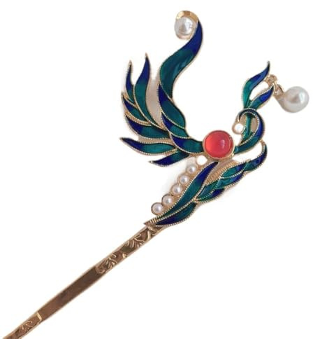 dvkGKLVq Chinesische Haarnadeln, chinesische Haar-Accessoires, 18 cm, antike Cloisonné-Haarnadel, Hanfu-Kopfschmuck, blaues Haar-Accessoire