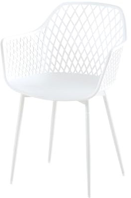 buybyroom Gartenstuhl, Outdoor Stuhl mit Armlehne, Armlehnensessel Loungesessel Lehnstühle, Gartenstühle 120 kg belastbar, 1 Stück, Weiß