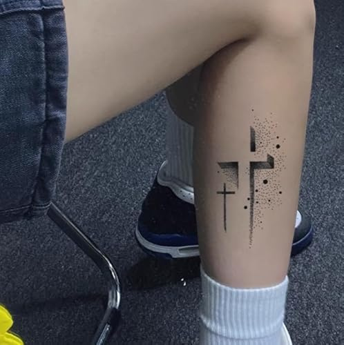 Temporary Tattoos Stickers Fake Tattoos Design Three-Dimensional Cross Herbal Tattoos For Men And Women Waterproof Non-Reflective Semi-Permanent Lasting 2 Weeks Juice