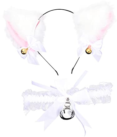 Homoyoyo Collar Diadema de Campana para Cosplay Tocado Orejas de Gato y Broche Pelo Accesorios de Fiesta para Niñas