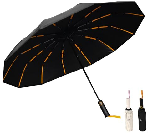 AMAS Beauty 192 Bone Folding Umbrellas，192 Ribs Wind Resistant，Automatic Folding Umbrellas for Wind and Rain (black)