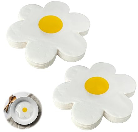 40 Servietten Gänseblümchen Blumen Tischzubehör Floral Geburtstag | Zellstoff, bedruckt, Weihnachten Festival, Party Geschirr, Sommerfest, hochwertig dekorativ, schön, stark, robust
