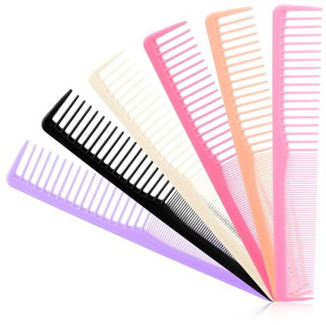 6PCS Cutting Comb,Professional Carbon Fiber Comb for Hair Stylist,Anti Static and Heat Resistant Barber Combs - Medium and Fine Tooth Combs for Man Woman Salon Home