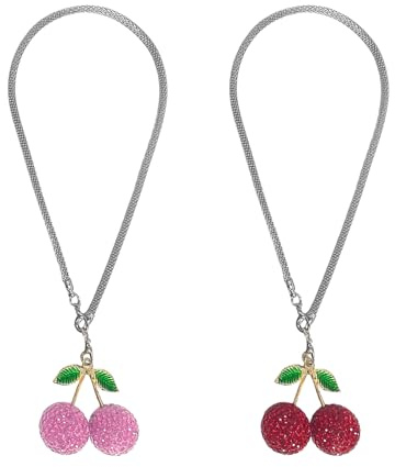 DUINIU 2 Pendentif Cerise, Décoration De Suspension De Voiture, Pendentif De Rétroviseur Frais, Cadeau De Bénédiction d'amis.