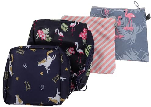 Gogogmee 4 Stück Teiliges Großer Damenbinden Organizer Aufbewahrungsbeutel mit Vielseitiger Aufbewahrung für Mädchen und Frauen Tragbarer Platzsparender Hygienebeutel mit Niedlichem Design