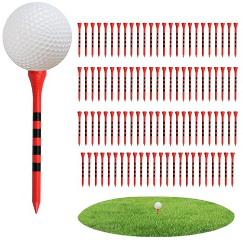Generico 100-teiliges Golf-T-Shirt – Packung mit langen Tees, zuverlässige Schlagstabilität | Oberfläche aus strapazierfähigem Holz, nützliche Platzierung des Balls für den
