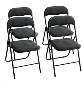 Generisch Klappstuhl 4er Set SAMT SCHWARZ | Eleganter Faltstuhl Gepolstert | Max. 100 kg | Robuster Gästestuhl, Platzsparend & Bodenschonend für Küche, Balkon & Events
