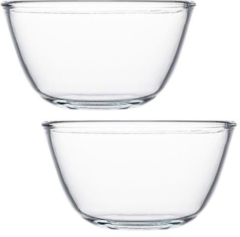 SMASOLO 2 Boles de Vidrio para Cocina 500 Ml Cada Uno Bol para Mezclar y Ensaladera de Cristal Recipiente Transparente para Alimentos y Postres Apto para Uso Doméstico y Preparación de