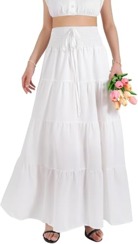 MYSSUCI Jupe Longue Femme de Taille Haute Elastique Maxi Jupe Ete A-Ligne 2 en 1 Jupe Boheme pour Décontractée Vacances L'été et la Plage