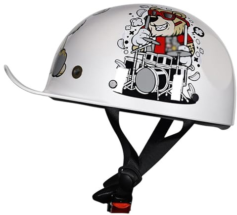 Barnhjälmar, Vintage Motorcykelhalvhjälm, Vintage Basebollkeps Halvskalshjälm För Pojkar Och Flickor, Moped Cruiser Scooterhjälm, Söt Tecknad Design 1,M(51-52CM)
