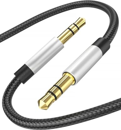 Sinoacc Cable Jack 3,5 hane hane – HiFi Stéréo nylon Auxiliaire kabel jack kompatibel med bilradio hörlurar högtalare TV iPhone iPad iPod PC Mp4 Mp3 (1 m)