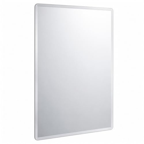 CROWNSHOP Bathroom Mirror 60x45cm Rectangle Mirror with Aluminum Frame | Hanging Mirror HD Glass Wall-Mounted Mirror for Bathroom, Living Room, and Hallway, Vertical or Horizontal Hanging