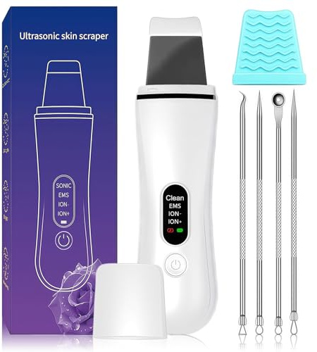 Blackhead Remover Tools for Facial Skin, Face Scrubber for Black Head, Face Pore Ion Scrubber & Cleaner with 4 Modes, Ultrasonic Spatula with Silicone Covers (Blue)