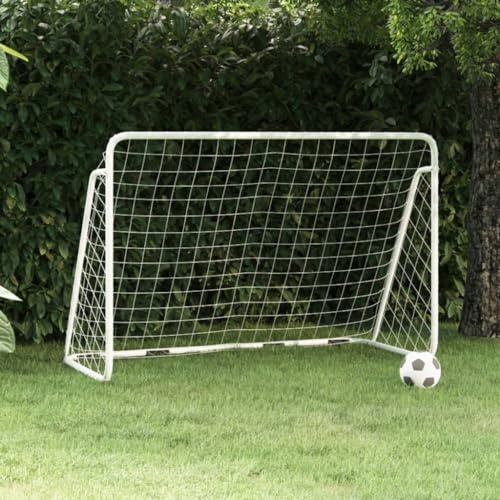 Ziaphsol Fotbollsmål med nät, vit, 180 x 90 x 120 cm, stål, fotbollsmål träningsnät, trädgårdsportnät, målvägg, skjutvägg, stolpe, ram, markankare för trädgård, gräsmatta, fritid, skottträning