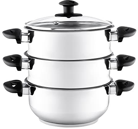 Stainless steel collection SS212 3-Tier Stainless Steel Steamer Set, 20 cm, Multi-Colour