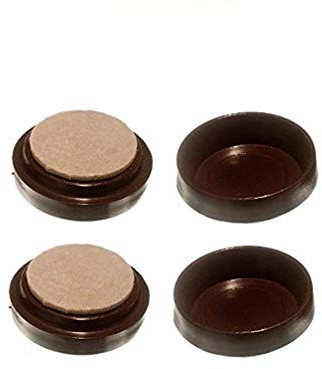Merriway® BH00150 (8 Pcs) Castor Caster Cups with Felt Pad, Outer Dimension 68 mm (2.5/8 inch) Large, Brown - Pack of 8 Pieces