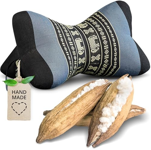 livasia cojín Cervical de Hueso - Ø 15x32cm - Cojín Cervical con Forma de Hueso, Cojín Bordado de sofá, Cojín de Lectura con kapok, para jardín/balcón, Cojín de Viaje Artesano (Azul/Elefantes)