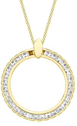 CARISSIMA Damen-Kette mit Anhänger 375 Gelbgold Zirkonia transparent Rundschliff - 1.44.4914